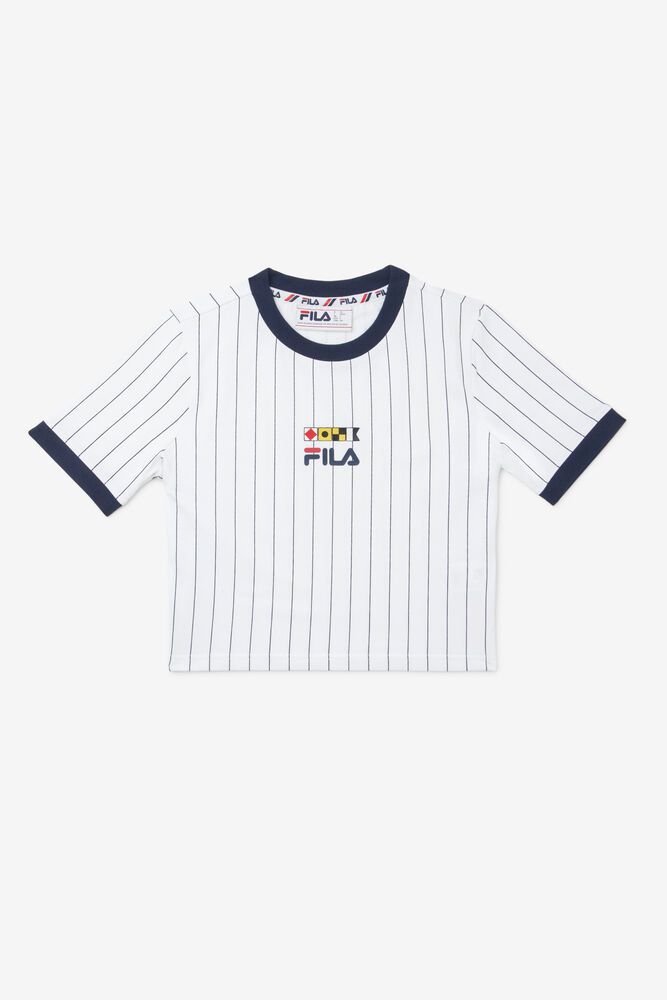 Fila Naisten Paidat Carola Cropped Ringer Valkoinen - WAHI-17528